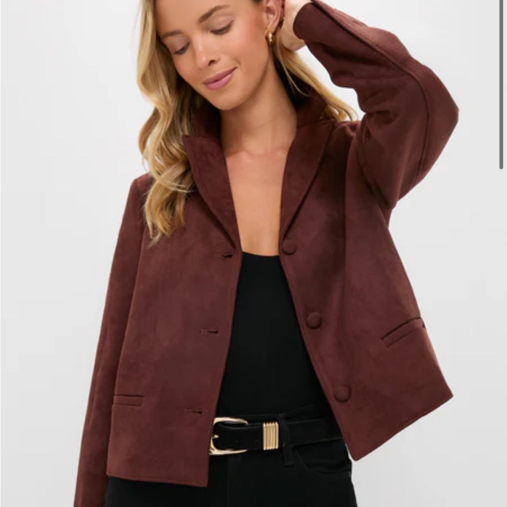 TUCKERNUCK Deep Mocha Suede Zaria Jacket Brown Button Front Crop Sz L